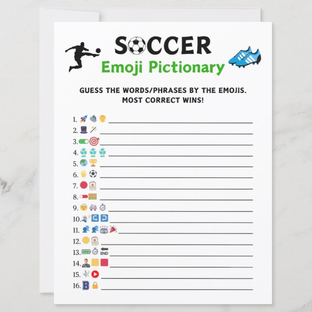 Fotboll Emoji Pictionary Spel (Framsida)