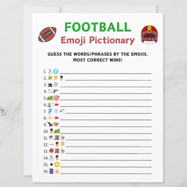 Fotboll Emoji Pictionary Spel (Framsida)