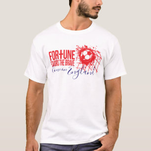 Fotboll England modig rödsportsslogan t-shirt
