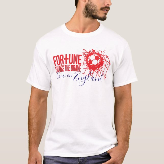 Fotboll England modig rödsportsslogan t-shirt (Framsida)