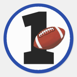 Fotboll ett första födelsedag Baby Sports Party Cl Runt Klistermärke