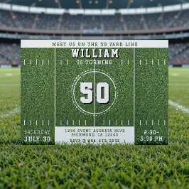Fotboll Fält 50 Yard Line 50:e Födelsedagsfesten Inbjudningar