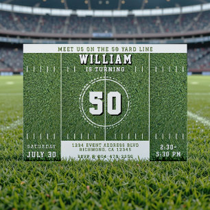 Fotboll Fält 50 Yard Line 50:e Födelsedagsfesten Inbjudningar