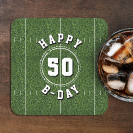 Fotboll Fält 50 Yard Line 50:e Födelsedagsfesten Underlägg Papper Kvadrat