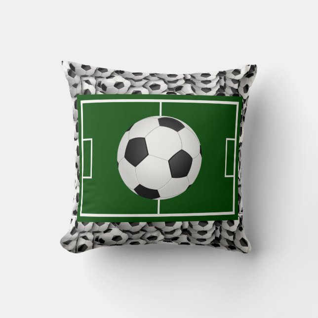 Fotboll Fält och Bollar Kudde (Framsida)