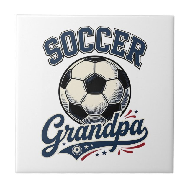 Fotboll Farfar Vintage Gravyr Tröja Design_1 Kakelplatta (Framsidan)
