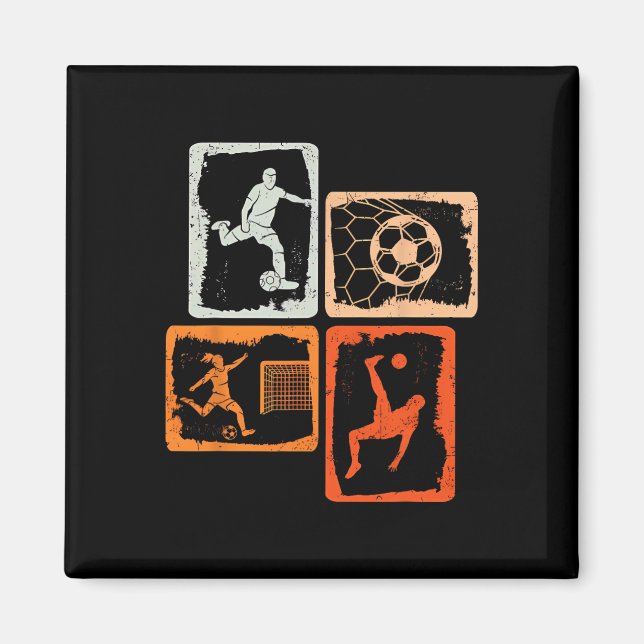 Fotboll Färgad Retro  Magnet (Framsidan)