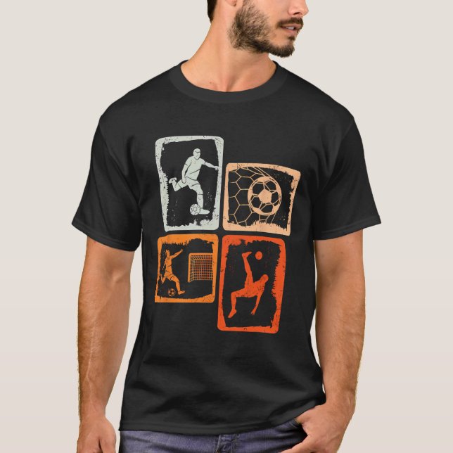 Fotboll Färgad Retro  T Shirt (Framsida)