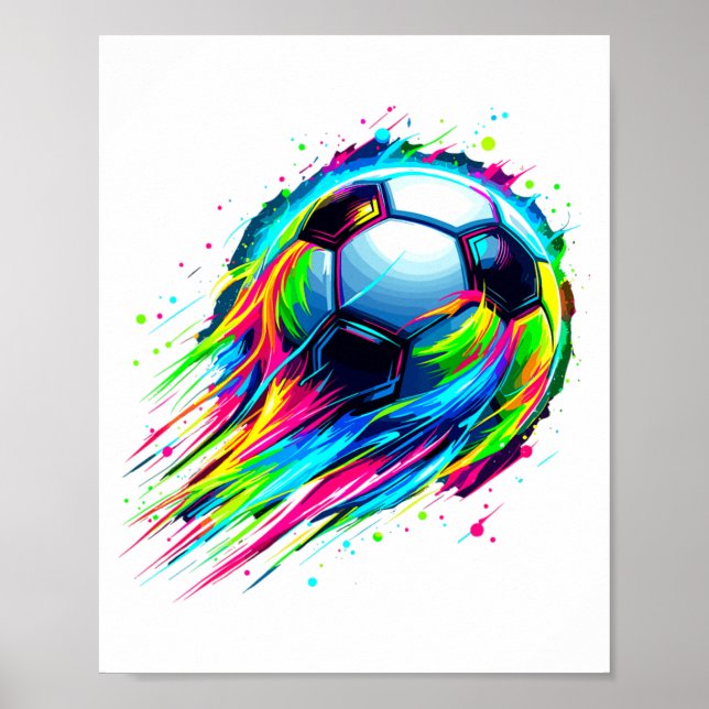 Fotboll Färgstark Tie Dye Fotboll T-tröja  Poster (Framsidan)