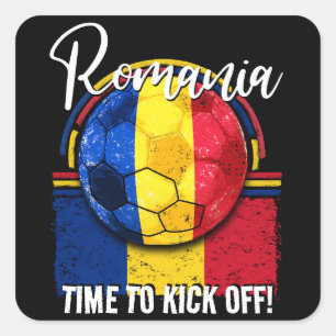 Fotboll, Flagga, Retro Blue Gult Red Flagga Fyrkantigt Klistermärke