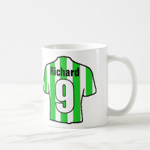 Fotboll Fläkt Grönt & White Stripe Soccer Shirt Kaffemugg