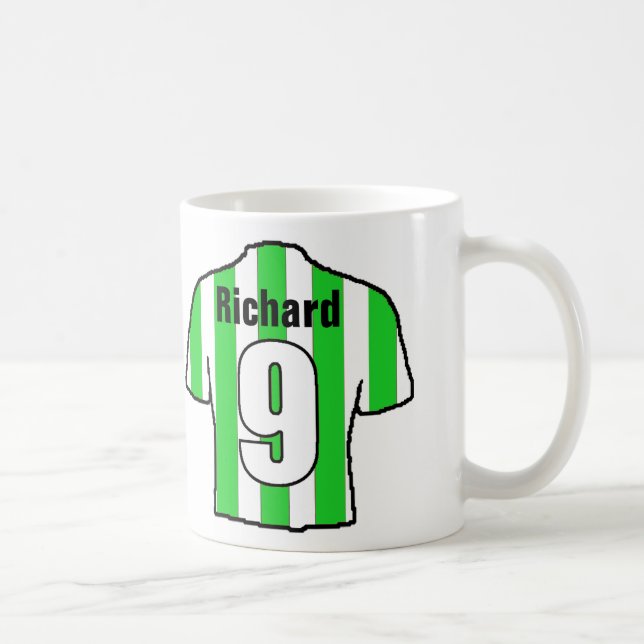 Fotboll Fläkt Grönt & White Stripe Soccer Shirt Kaffemugg (Höger)