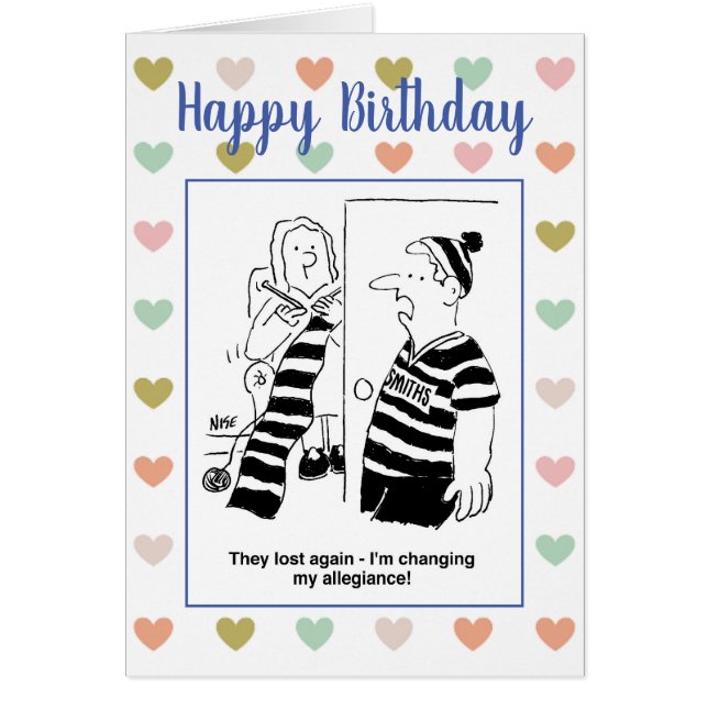 Fotboll fläkt vill ändra sin lojalitet hälsningskort (Framsidan)