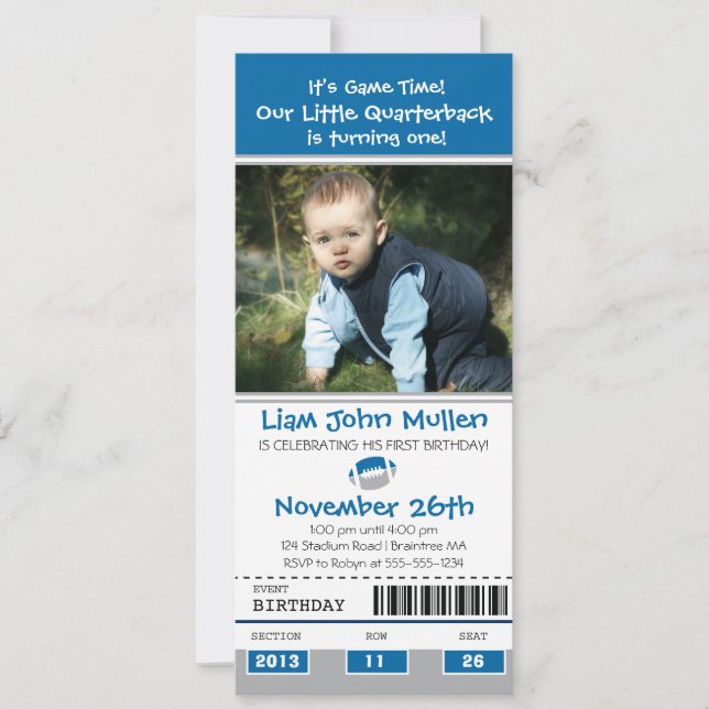 Fotboll Födelsedagsbiljett Inbjudningar (Framsida)