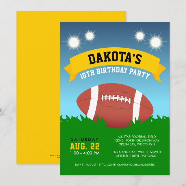 Fotboll Födelsedagsfest inbjudan (Fram/baksida)
