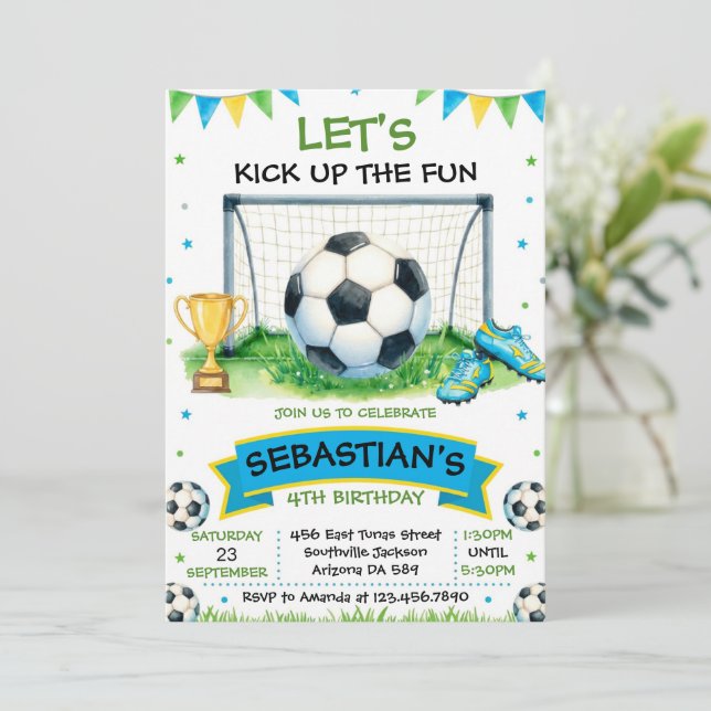 Fotboll Födelsedagsfest Inbjudan (Stående Fram)