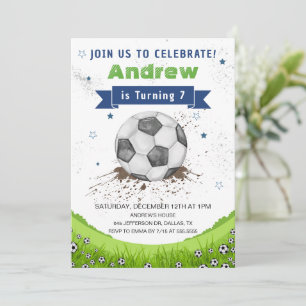 Fotboll Födelsedagsfest Inbjudningar