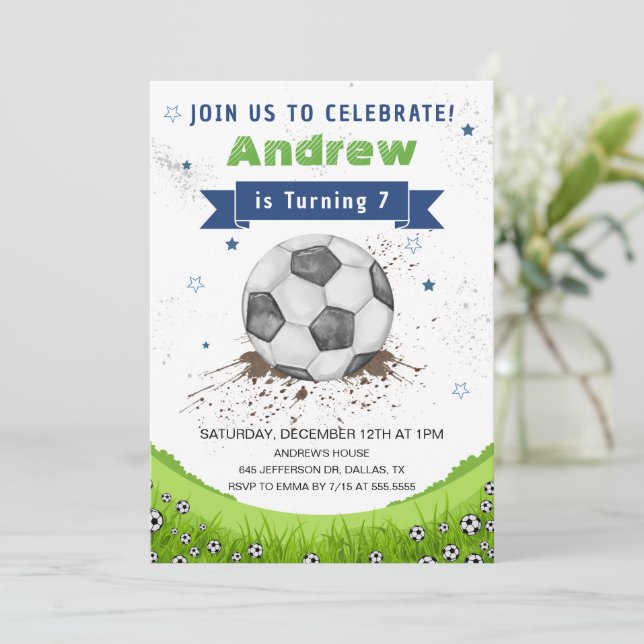 Fotboll Födelsedagsfest Inbjudningar (Stående Fram)