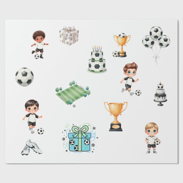 Fotboll Födelsedagspresentens Inpackningspapper Po Presentpapper (Platt)