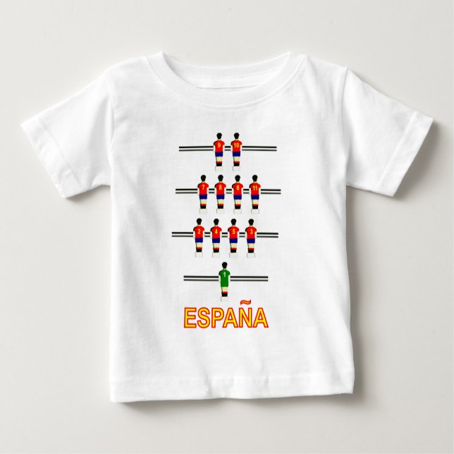 Fotboll Foosball Espana Spanien Retro för 74 bord T Shirt (Framsida)
