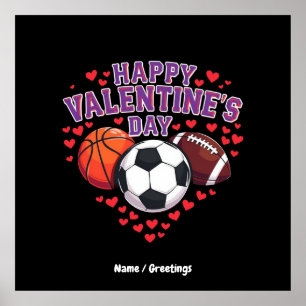 Fotboll för basket alla hjärtans dag poster
