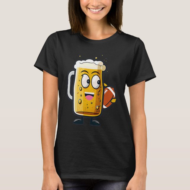 Fotboll för beer Glas T Shirt (Framsida)