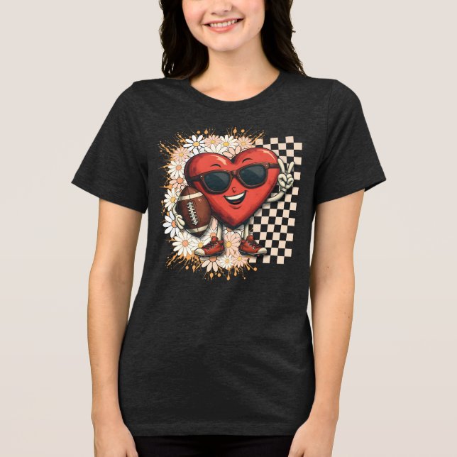 Fotboll för coola Retro Heart-speldagen T Shirt (Framsida)