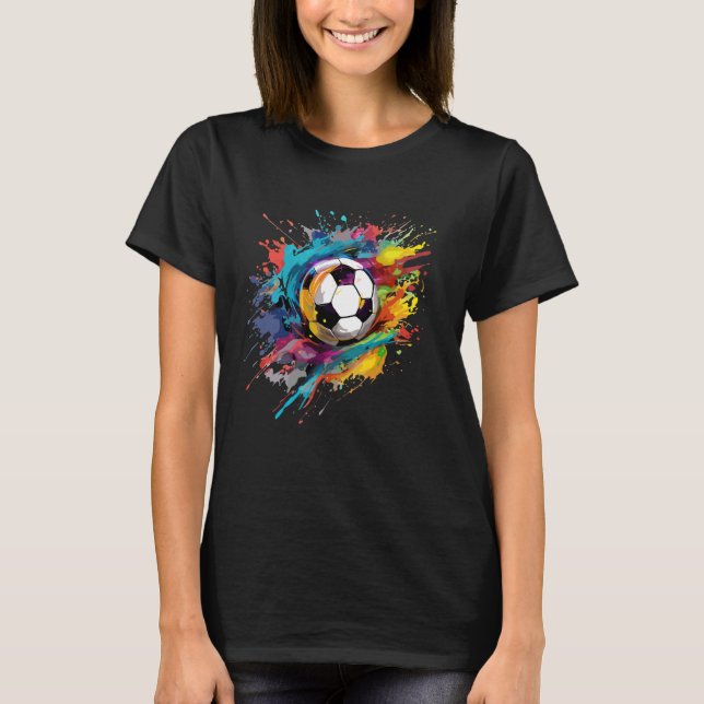 Fotboll för fotboll i Boll Stänk T Shirt (Framsida)