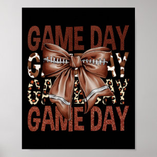 Fotboll för matchdag Bow Leopard Kvinnor Flickor K Poster