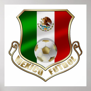 Fotboll för Mexicano Futbol emblememblem skyddar Poster