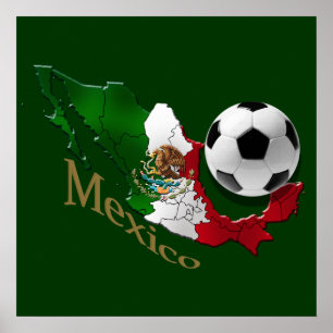 Fotboll för Mexico flaggakarta fläktar Futbol Poster