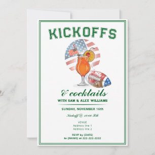 Fotboll för Patriotic Kickoffs och Cocktails-spel Inbjudningar