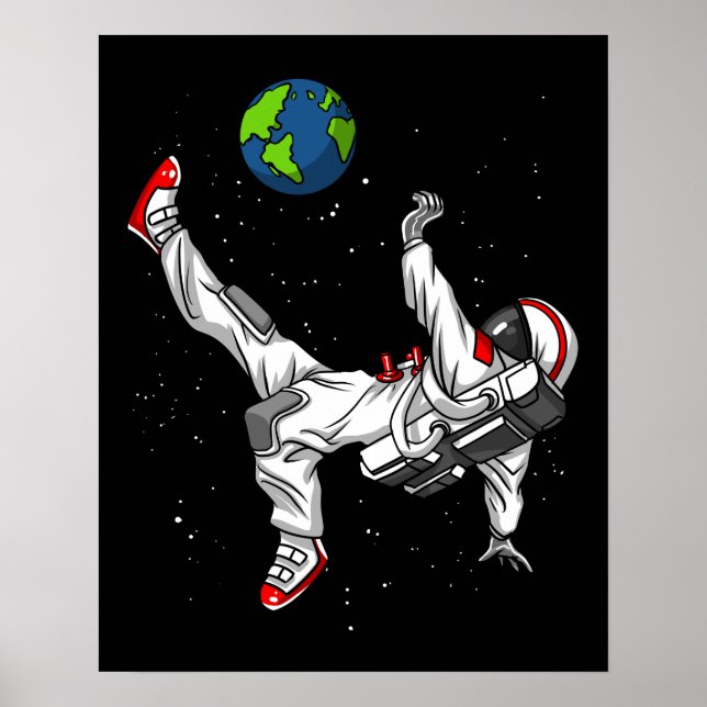Fotboll för rymdastronaut poster (Framsidan)