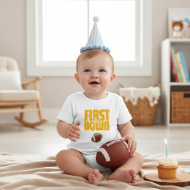 Fotboll för småbarn Första födelsedag 'First Down' T Shirt