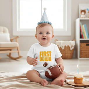 Fotboll för småbarn Första födelsedag 'First Down' T Shirt