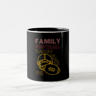 Fotboll för thanksgiving Family Turkey Paj Två-Tonad Mugg