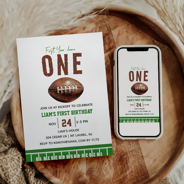 Fotboll för vattenfärg första året nedåt 1:a födel inbjudningar (Skapare uppladdad)