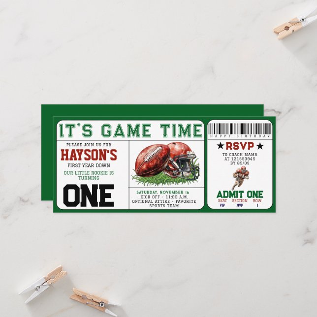 Fotboll - första året efter Biljett 1:a födelsedag Inbjudningar (Fram/Back In Situ)