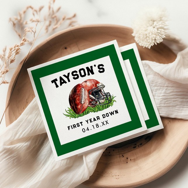 Fotboll - första året nedåt 1:a födelsedag pappersservett (Skapare uppladdad)