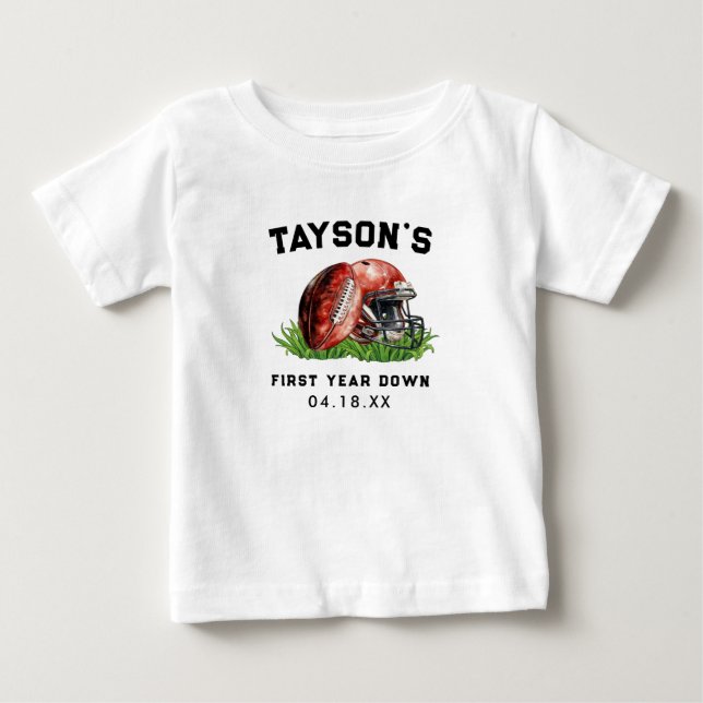 Fotboll Första året ner 1:a födelsedag T Shirt (Framsida)