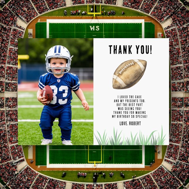 Fotboll - första året ner på födelsedagen Tack Kort (Skapare uppladdad)