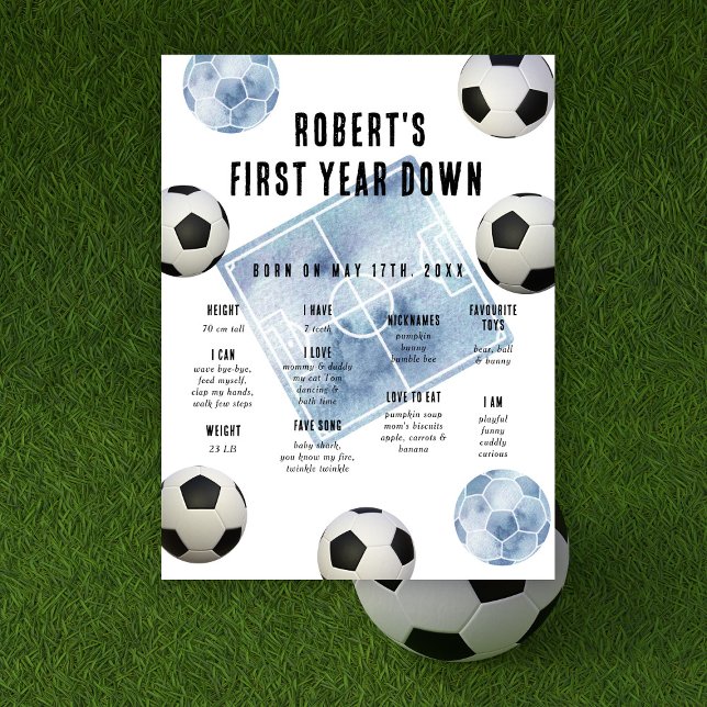 Fotboll Första födelsedagsmilstolpe Födelsedag Poster (Skapare uppladdad)