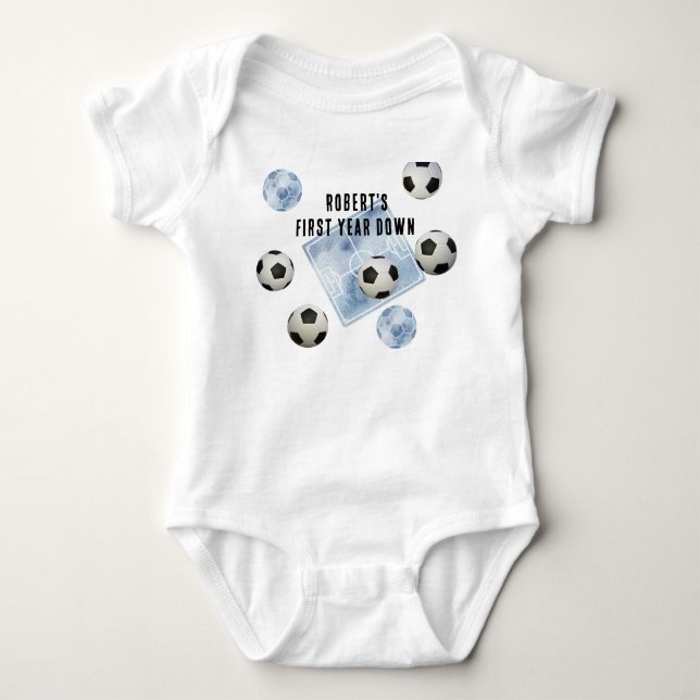 Fotboll Förstaårs Ned Födselsdagsfest T Shirt (Framsida)