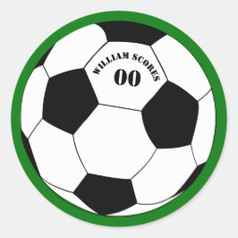 Fotboll, fotbollsboll med Namn och nummer Runt Klistermärke