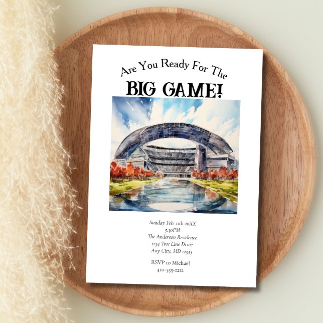 Fotboll Game Day Big Game Party  Inbjudningar (Football game, Superbowl Big Game Day invitation)