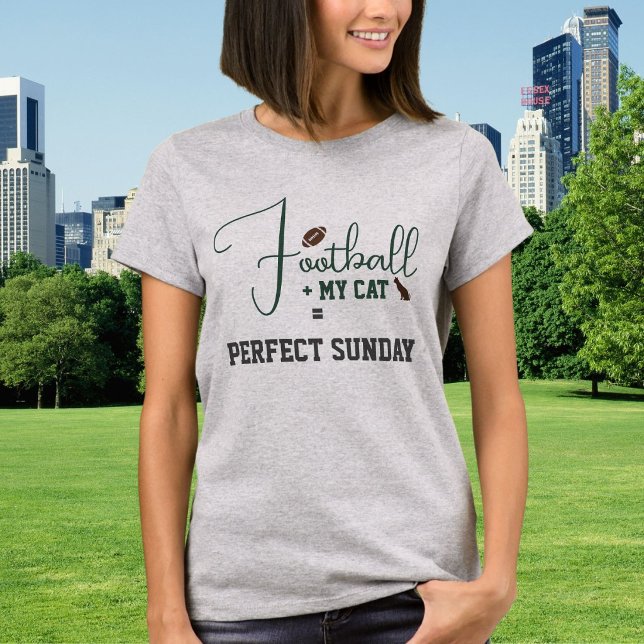 Fotboll Game Day Kattmamma Script Grön Ljus Stål T Shirt (Skapare uppladdad)
