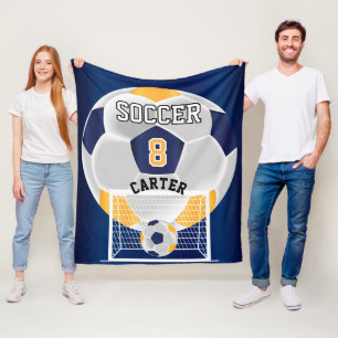 Fotboll - Golden Gult, vit och blå Fleecefilt