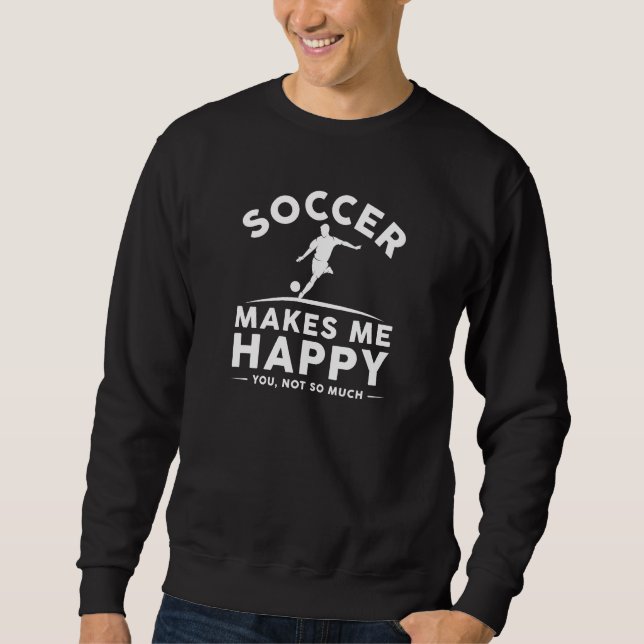 Fotboll gör mig Lycklig Lång Ärmad Tröja (Framsida)