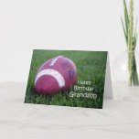 Fotboll Grandson Birthday Kort<br><div class="desc">En närbild av en fotboll i gräset med "Grattis på födelsedagen Grandson" på högerna grund.</div>