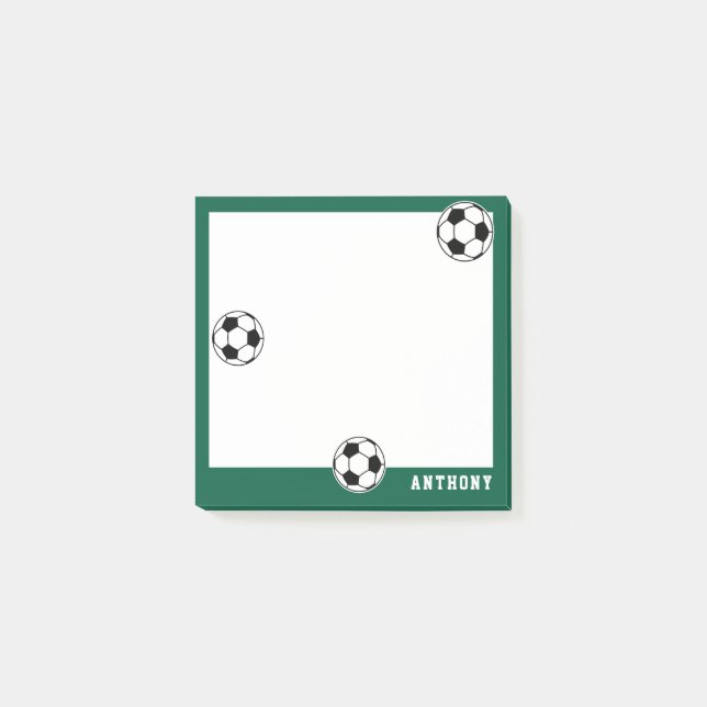 Fotboll Grön Personlig Barn tillbaka till skolan Post-it Block (Framsida)